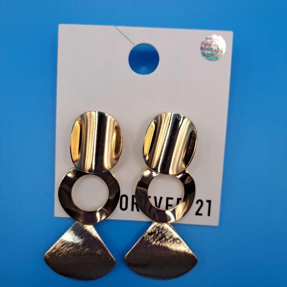 Forever 21 Metallic Gold Statement Earrings
